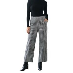 Zara Herringbone Wide Leg Trouser Pants Career Wear Office Chic Corpcore M